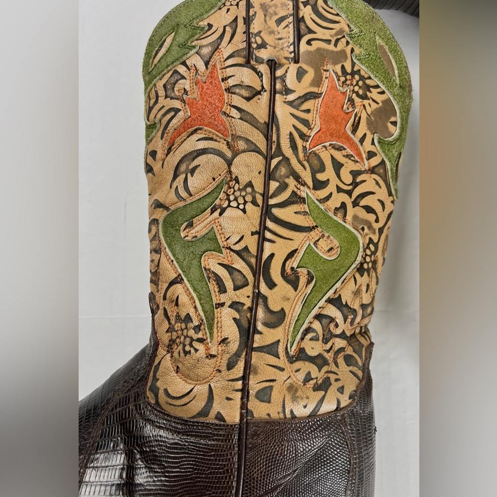 Frye Lilly Lizard/Tooled leather/Boho Western Boots - Picture 7 of 14